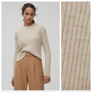 NWT. Pull&Bear Beige Cropped Sweater with Side Slits. Size S.